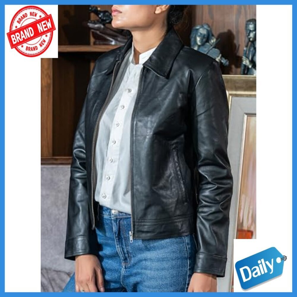 Premium Lambskin Leather Jacket with Polo Collar, Quilted Lining, Fitted Style - Picture 3 of 6